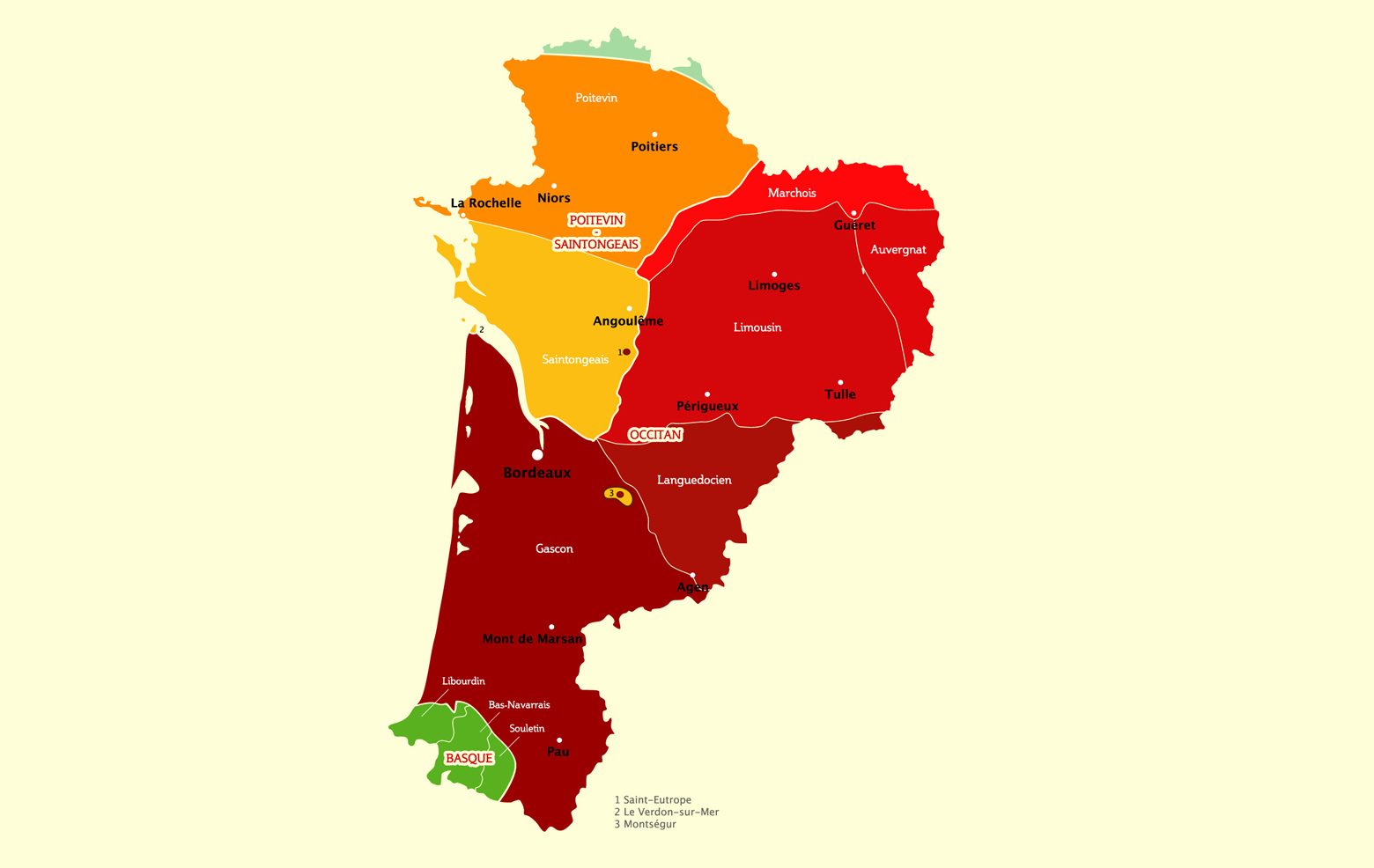 Carte des langues et cultures régionales en Nouvelle-Aquitaine