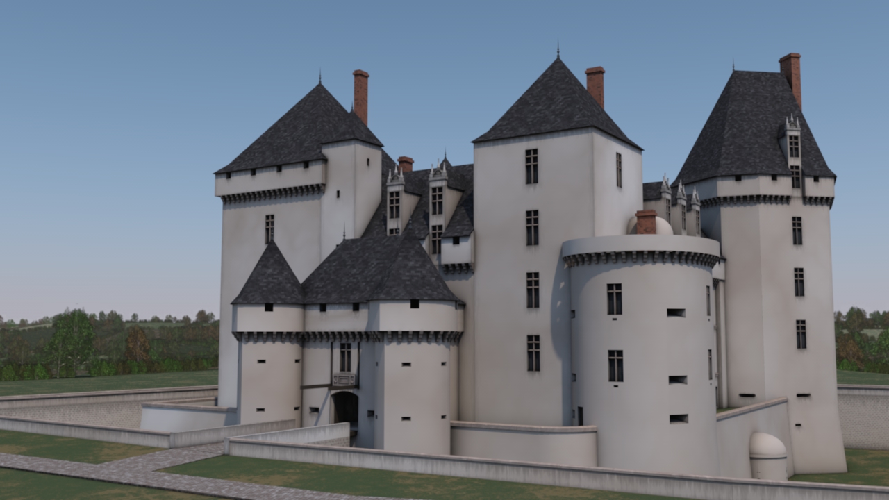 Hypothèse de restitution du château des Cars au 16e siècle